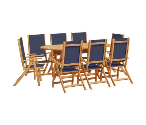 Juego comedor de jardín 9 pzas madera maciza acacia y textileno