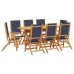Juego comedor de jardín 9 pzas madera maciza acacia y textileno