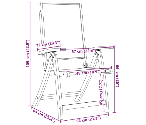 Juego comedor de jardín 9 pzas madera maciza acacia y textileno