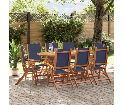 Juego comedor de jardín 9 pzas madera maciza acacia y textileno