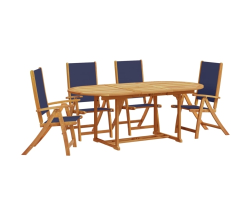 Juego comedor de jardín 5 pzas madera maciza acacia y textileno