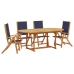 Juego comedor de jardín 5 pzas madera maciza acacia y textileno