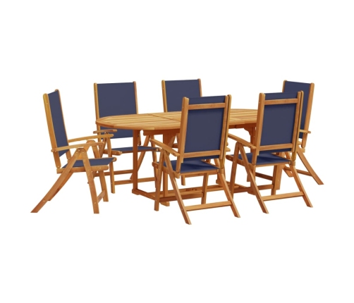Juego comedor de jardín 7 pzas madera maciza acacia y textileno
