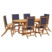 Juego comedor de jardín 7 pzas madera maciza acacia y textileno