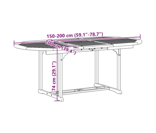 Juego comedor de jardín 7 pzas madera maciza acacia y textileno