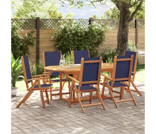 Juego comedor de jardín 7 pzas madera maciza acacia y textileno