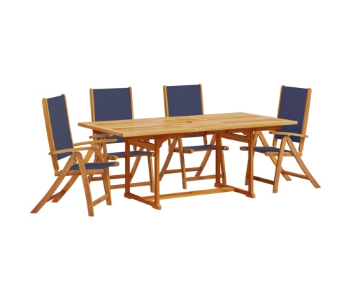 Juego comedor de jardín 5 pzas madera maciza acacia y textileno