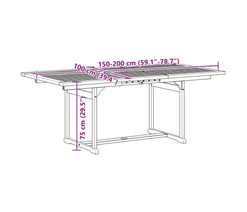 Juego comedor de jardín 5 pzas madera maciza acacia y textileno
