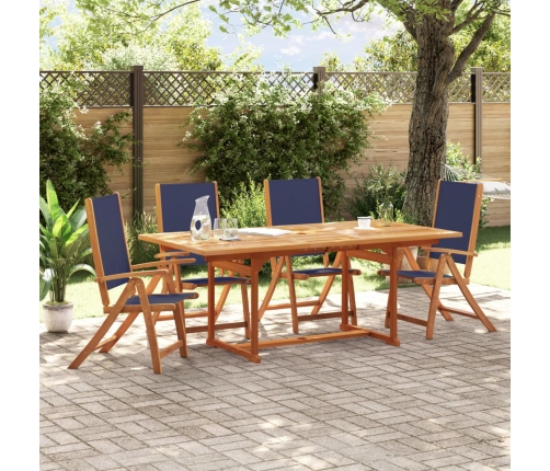 Juego comedor de jardín 5 pzas madera maciza acacia y textileno