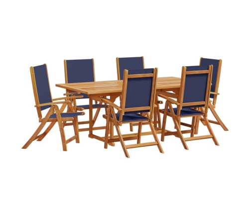 Juego comedor de jardín 7 pzas madera maciza acacia y textileno