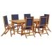 Juego comedor de jardín 7 pzas madera maciza acacia y textileno