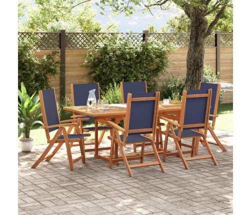Juego comedor de jardín 7 pzas madera maciza acacia y textileno