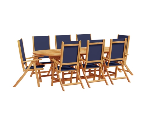 Juego comedor de jardín 9 pzas madera maciza acacia y textileno