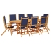 Juego comedor de jardín 9 pzas madera maciza acacia y textileno