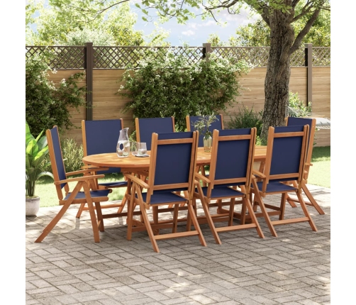 Juego comedor de jardín 9 pzas madera maciza acacia y textileno
