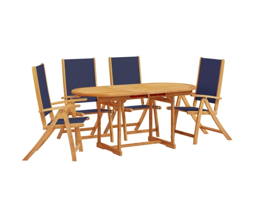 Juego comedor de jardín 5 pzas madera maciza acacia y textileno