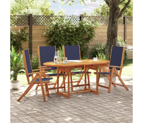 Juego comedor de jardín 5 pzas madera maciza acacia y textileno