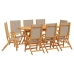 Juego comedor de jardín 9 pzas madera maciza acacia y textileno