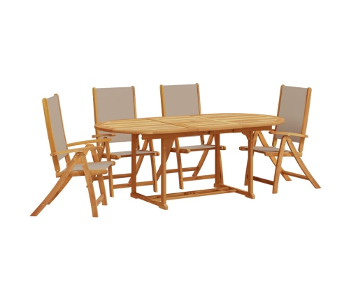 Juego comedor de jardín 5 pzas madera maciza acacia y textileno