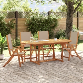 Juego comedor de jardín 5 pzas madera maciza acacia y textileno