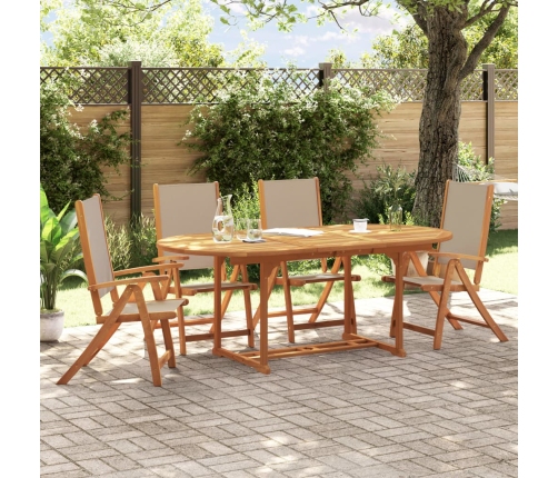 Juego comedor de jardín 5 pzas madera maciza acacia y textileno
