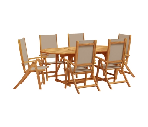 Juego comedor de jardín 7 pzas madera maciza acacia y textileno