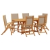 Juego comedor de jardín 7 pzas madera maciza acacia y textileno