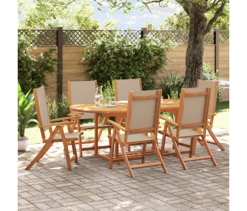 Juego comedor de jardín 7 pzas madera maciza acacia y textileno