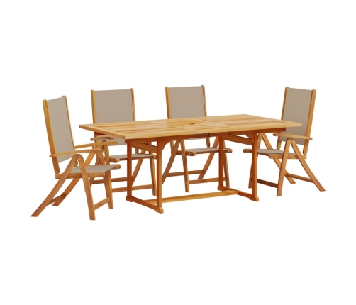 Juego comedor de jardín 5 pzas madera maciza acacia y textileno