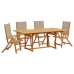 Juego comedor de jardín 5 pzas madera maciza acacia y textileno