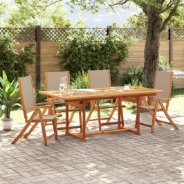Juego comedor de jardín 5 pzas madera maciza acacia y textileno