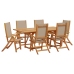 Juego comedor de jardín 7 pzas madera maciza acacia y textileno