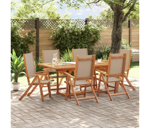 Juego comedor de jardín 7 pzas madera maciza acacia y textileno