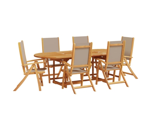 Juego comedor de jardín 7 pzas madera maciza acacia y textileno
