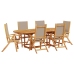 Juego comedor de jardín 7 pzas madera maciza acacia y textileno