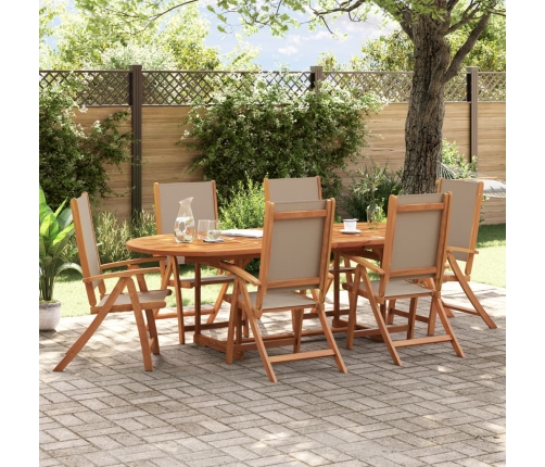 Juego comedor de jardín 7 pzas madera maciza acacia y textileno