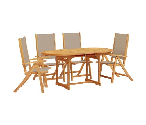 Juego comedor de jardín 5 pzas madera maciza acacia y textileno