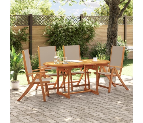 Juego comedor de jardín 5 pzas madera maciza acacia y textileno