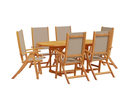 Juego comedor de jardín 7 pzas madera maciza acacia y textileno