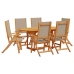 Juego comedor de jardín 7 pzas madera maciza acacia y textileno