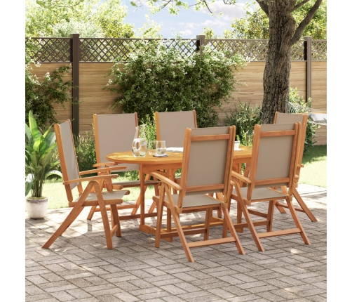 Juego comedor de jardín 7 pzas madera maciza acacia y textileno