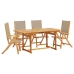 Juego comedor de jardín 5 pzas madera maciza acacia y textileno