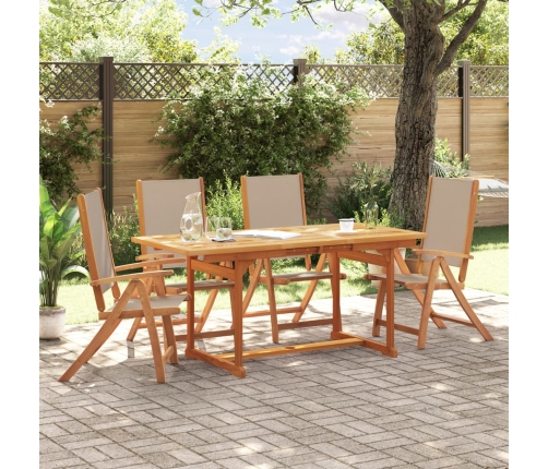 Juego comedor de jardín 5 pzas madera maciza acacia y textileno