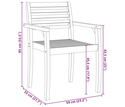 Sillas de jardín 4 uds madera maciza de acacia 59x55x85 cm