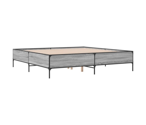 Estructura cama madera ingeniería metal gris Sonoma 200x200 cm