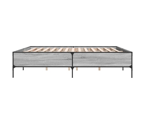 Estructura cama madera ingeniería metal gris Sonoma 200x200 cm