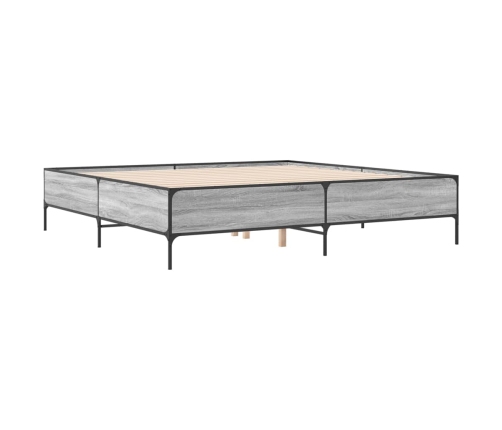 Estructura cama madera ingeniería metal gris Sonoma 200x200 cm