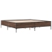 Estructura cama madera ingeniería metal marrón roble 200x200 cm