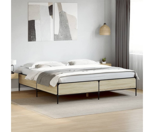 vidaXL Estructura cama madera ingeniería metal roble Sonoma 180x200 cm