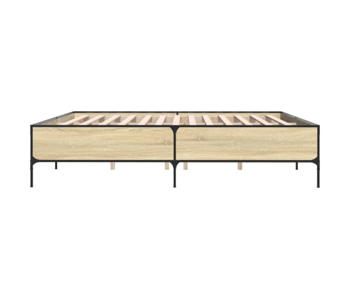 vidaXL Estructura cama madera ingeniería metal roble Sonoma 180x200 cm